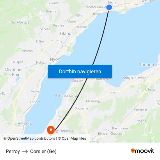Perroy to Corsier (Ge) map