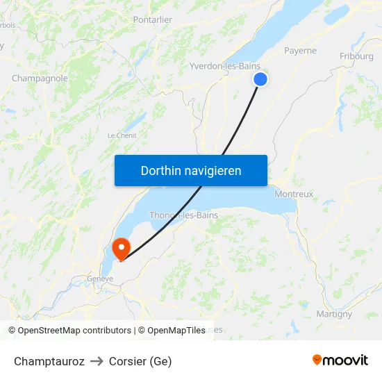 Champtauroz to Corsier (Ge) map