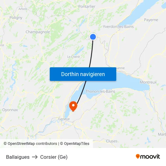 Ballaigues to Corsier (Ge) map