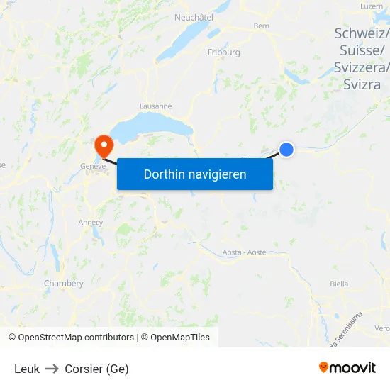 Leuk to Corsier (Ge) map