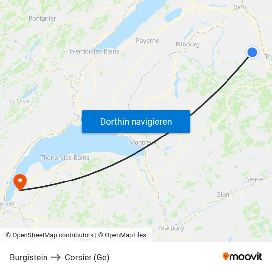 Burgistein to Corsier (Ge) map