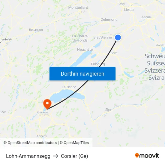 Lohn-Ammannsegg to Corsier (Ge) map
