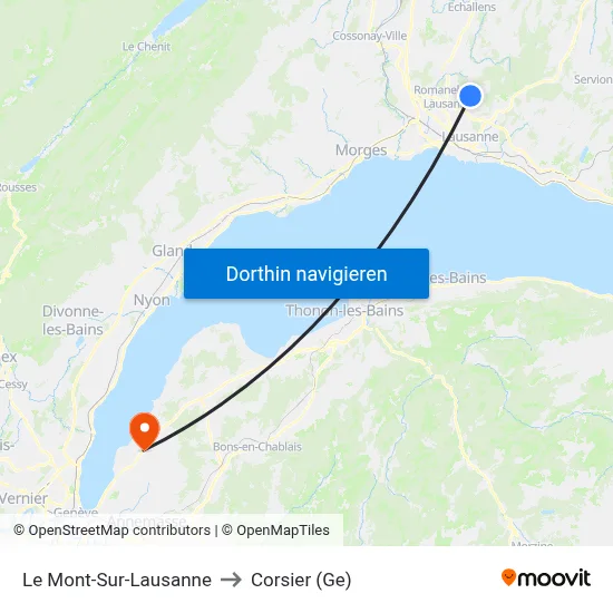 Le Mont-Sur-Lausanne to Corsier (Ge) map