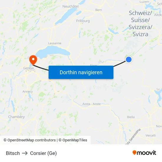 Bitsch to Corsier (Ge) map