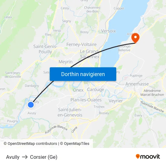 Avully to Corsier (Ge) map