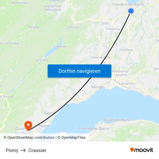 Pomy to Crassier map
