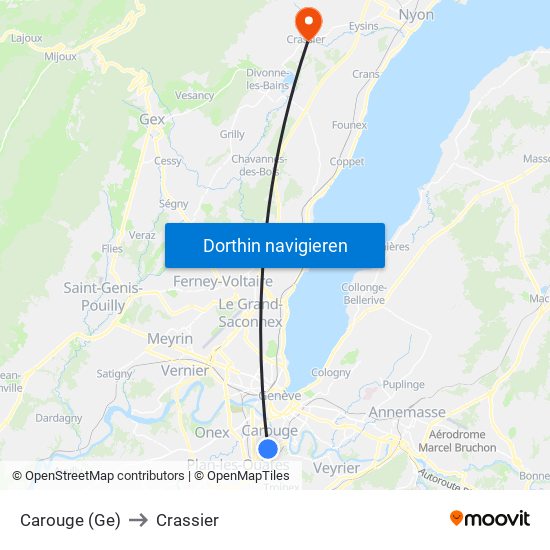 Carouge (Ge) to Crassier map