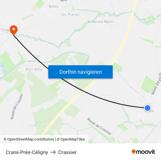 Crans-Près-Céligny to Crassier map