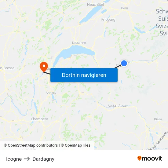 Icogne to Dardagny map
