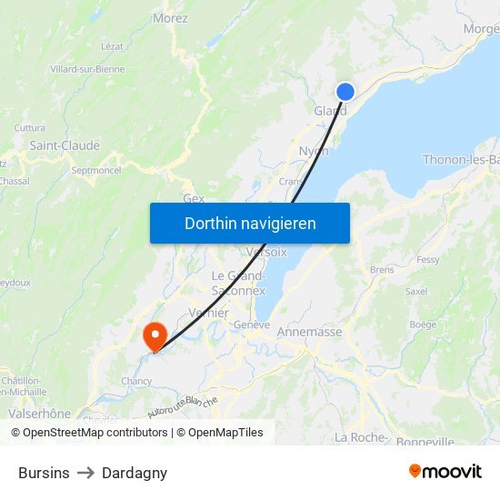 Bursins to Dardagny map