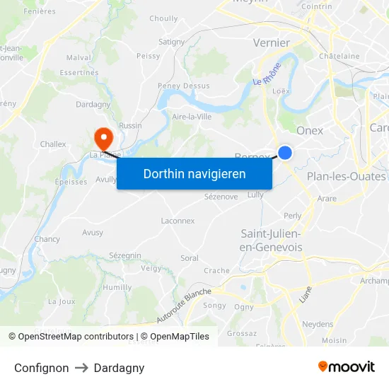 Confignon to Dardagny map