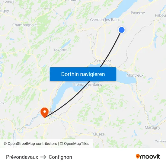 Prévondavaux to Confignon map