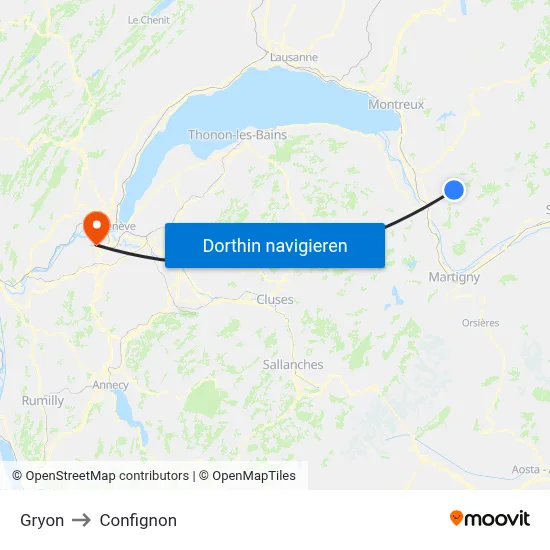 Gryon to Confignon map