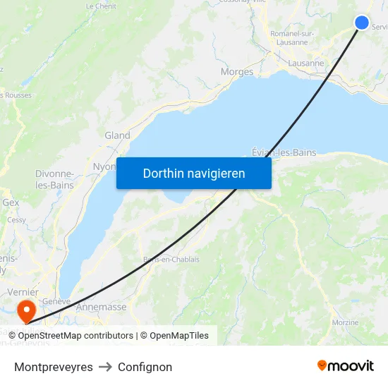 Montpreveyres to Confignon map