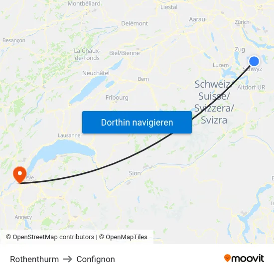 Rothenthurm to Confignon map