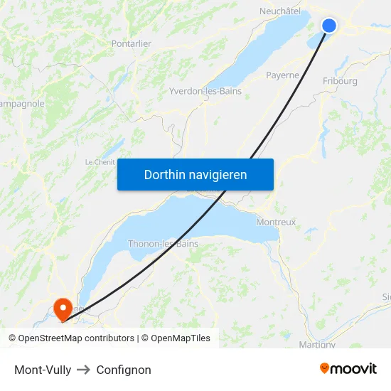 Mont-Vully to Confignon map