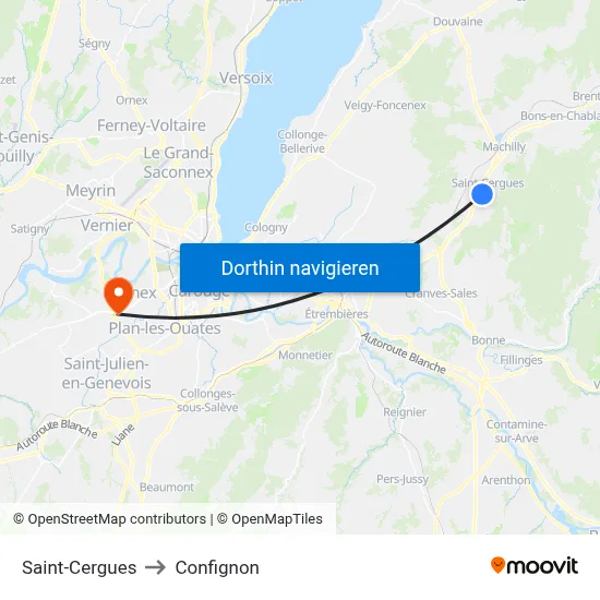 Saint-Cergues to Confignon map