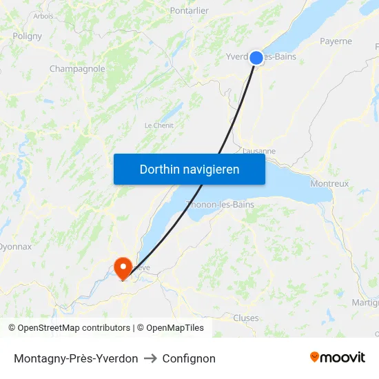 Montagny-Près-Yverdon to Confignon map