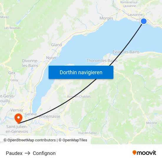 Paudex to Confignon map