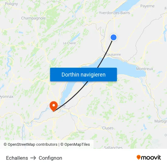 Echallens to Confignon map