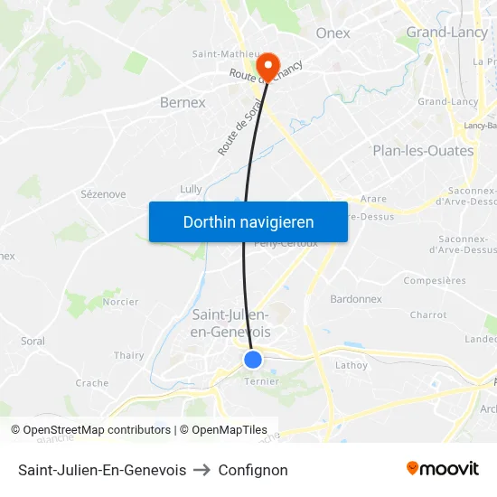 Saint-Julien-En-Genevois to Confignon map