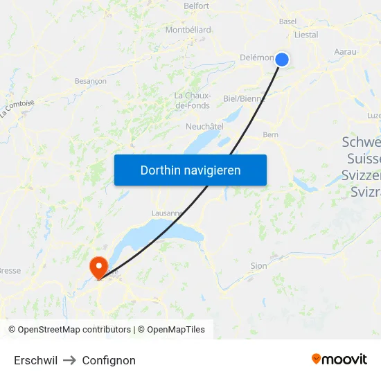 Erschwil to Confignon map