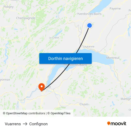 Vuarrens to Confignon map