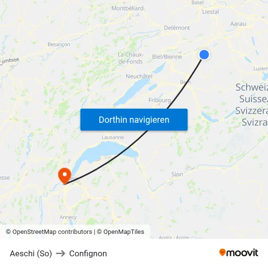 Aeschi (So) to Confignon map