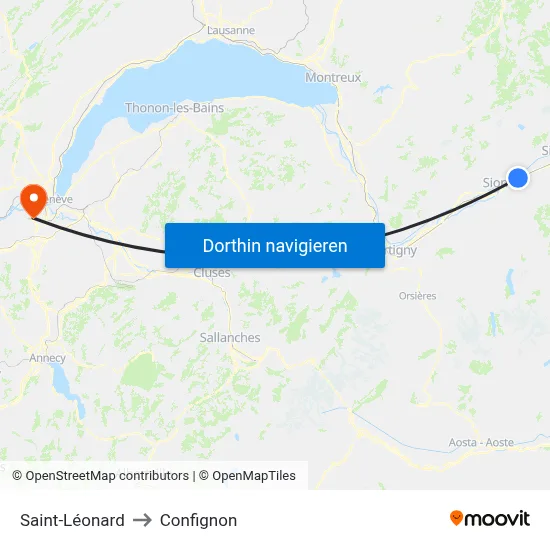 Saint-Léonard to Confignon map