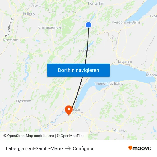 Labergement-Sainte-Marie to Confignon map