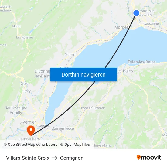 Villars-Sainte-Croix to Confignon map