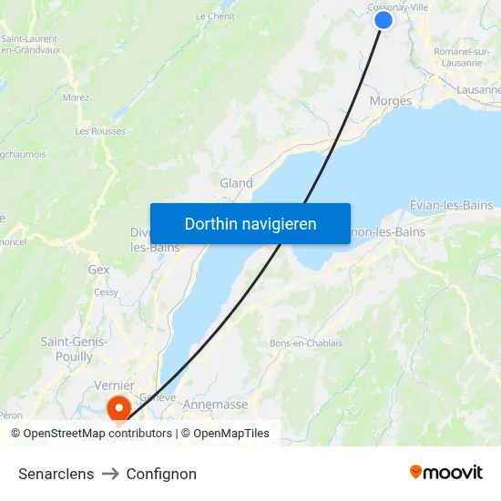 Senarclens to Confignon map