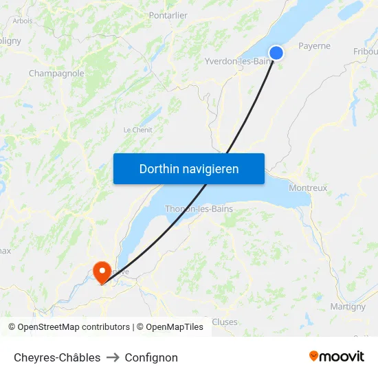 Cheyres-Châbles to Confignon map