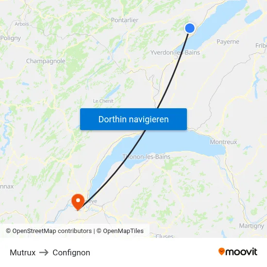 Mutrux to Confignon map