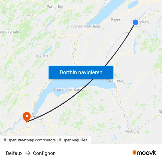 Belfaux to Confignon map