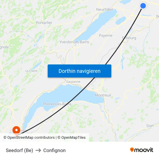 Seedorf (Be) to Confignon map