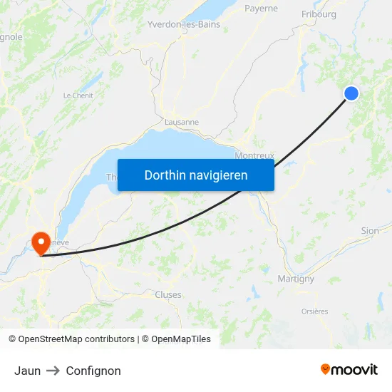 Jaun to Confignon map