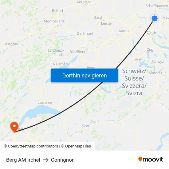 Berg AM Irchel to Confignon map