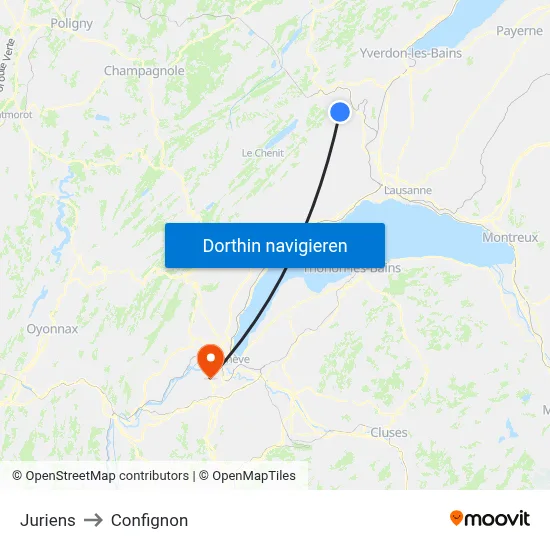 Juriens to Confignon map