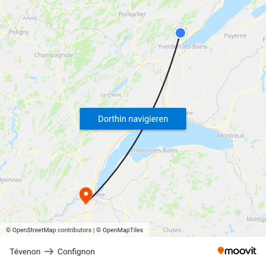 Tévenon to Confignon map