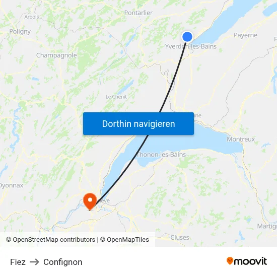 Fiez to Confignon map