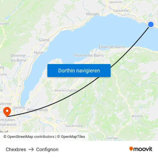 Chexbres to Confignon map