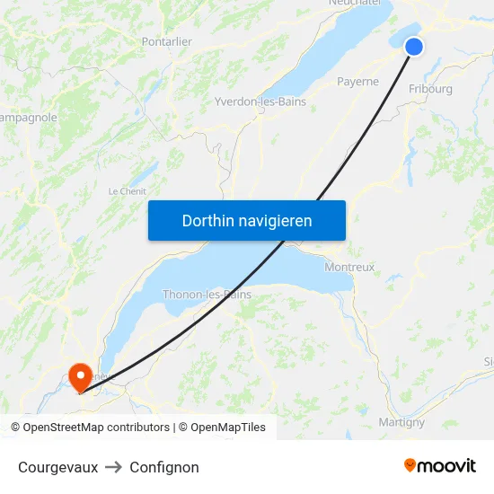 Courgevaux to Confignon map