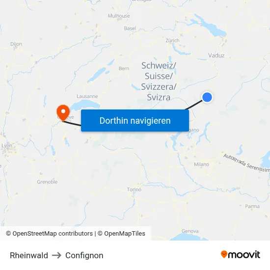 Rheinwald to Confignon map
