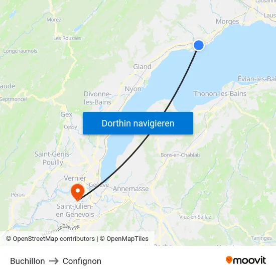 Buchillon to Confignon map