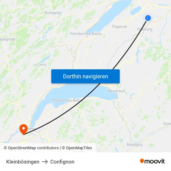 Kleinbösingen to Confignon map