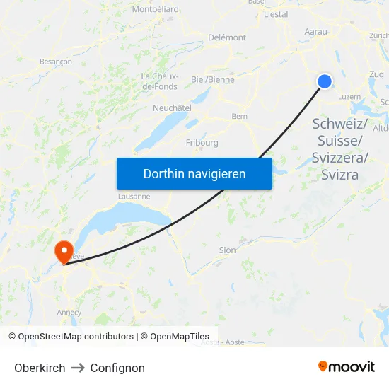 Oberkirch to Confignon map