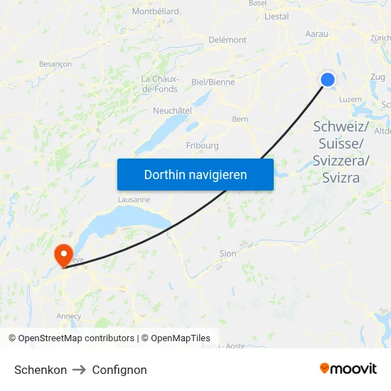 Schenkon to Confignon map