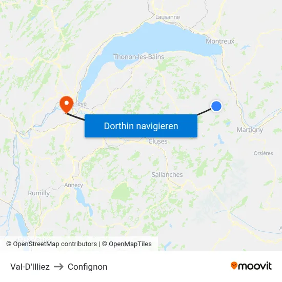 Val-D'Illiez to Confignon map