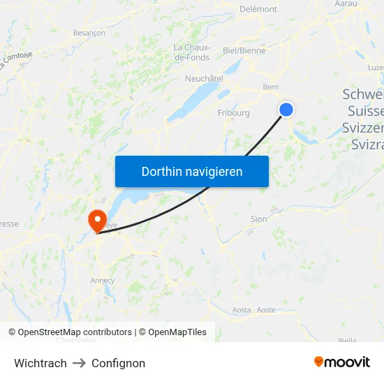Wichtrach to Confignon map